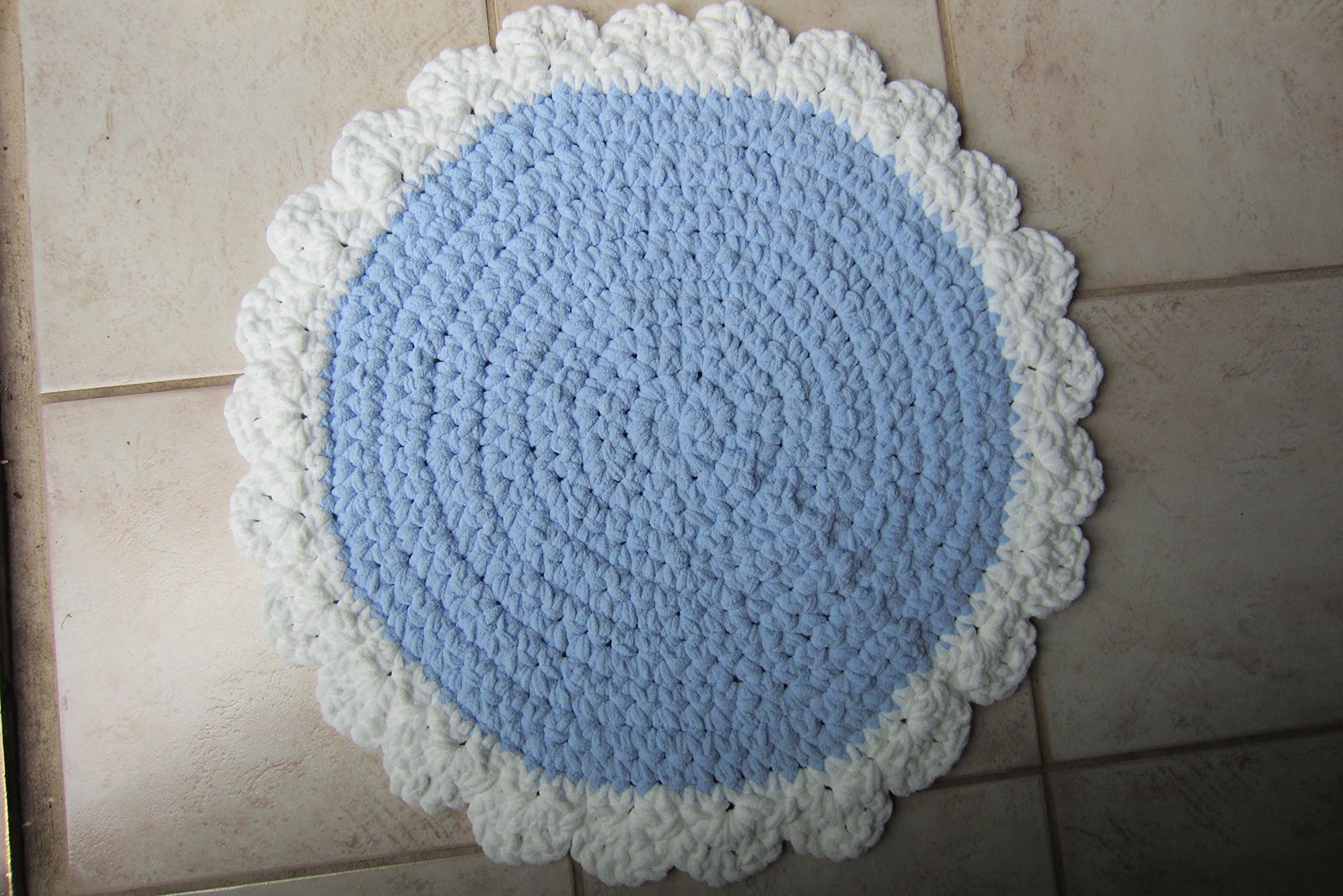 Washable Throw Rug, Crocheted Round Mat with Scalloped Trim, 24 inch diameter - Many Color Choices!