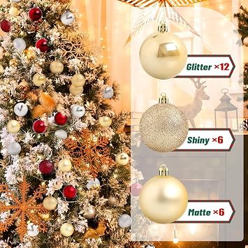 TranquilBliss Christmas Ball Ornaments, 24-Pack, 1.57-Inch, Champagne