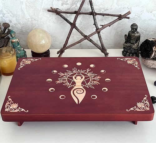 Wooden Witch Altar Table, Small Meditation Table