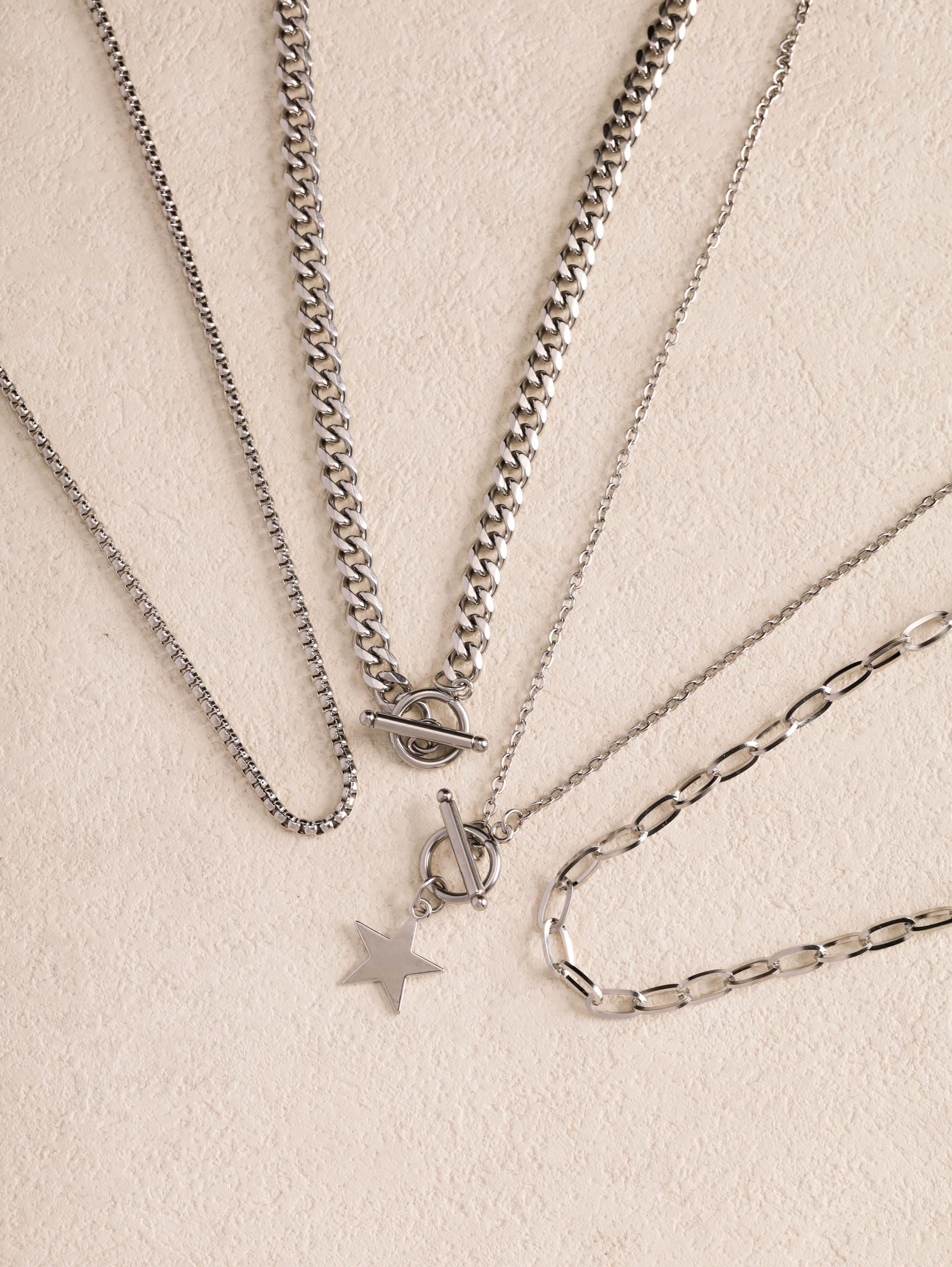 Sacina Goth Layered Star Choker Necklace, Gothic Punk Grunge Emo Necklace, Christmas Jewelry Gift for Women: Silver