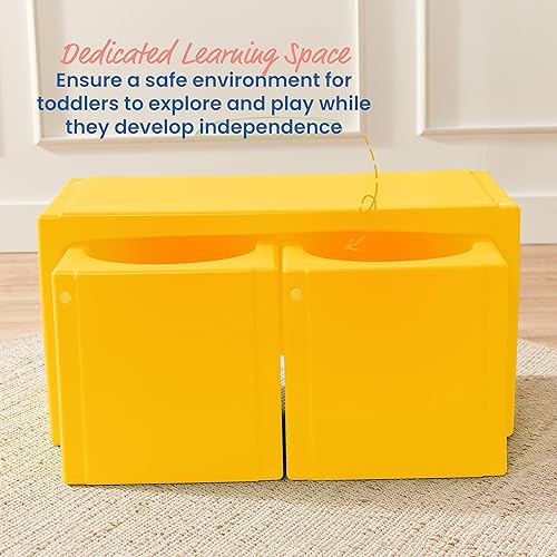 Miniatura 3 de ECR4Kids Tri-Me - Juego de mesa y sillas cubo, muebles multiusos, amarillo, 3 piezas