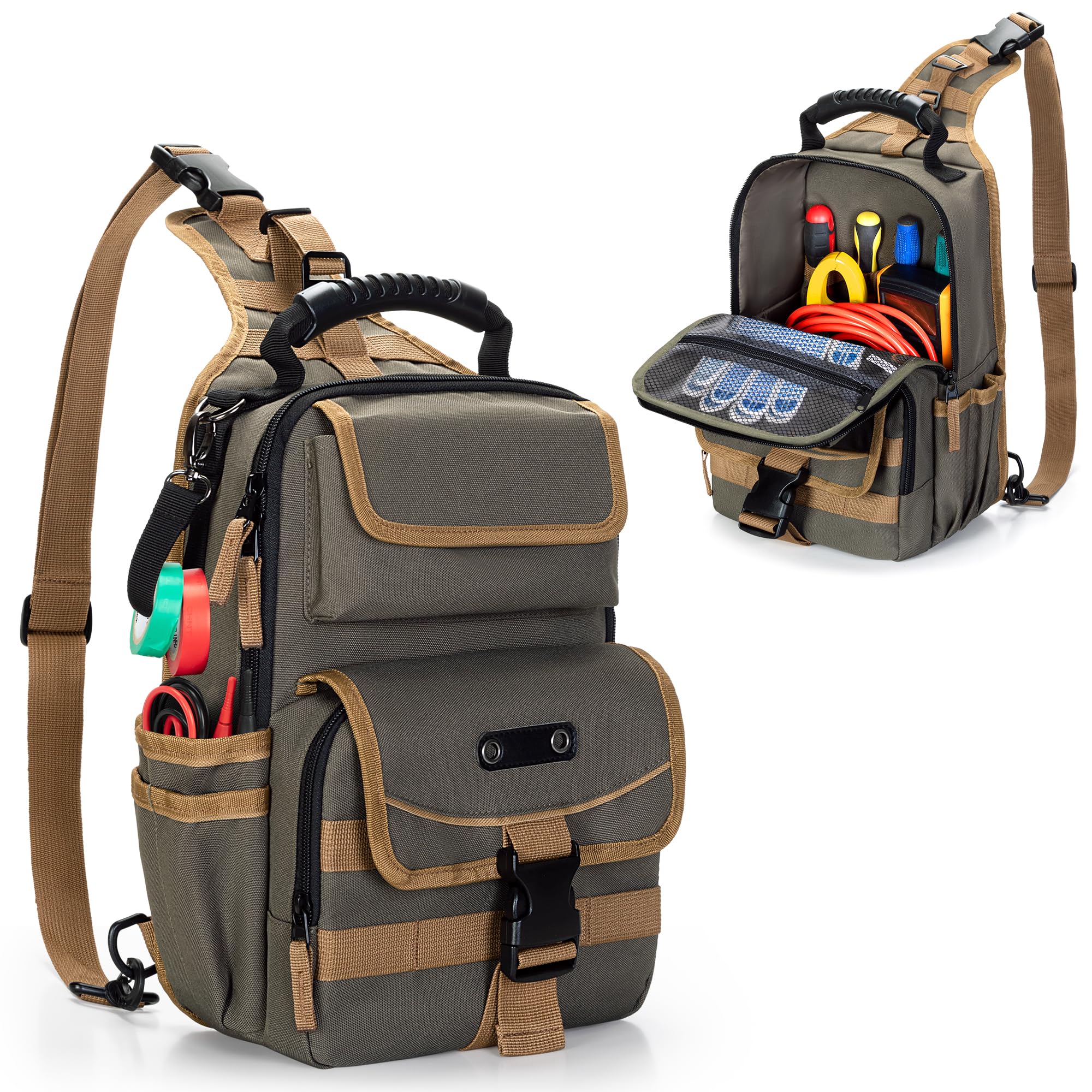 Electrician Tool Pouch Bag, Zippered HVAC Tool Organizer