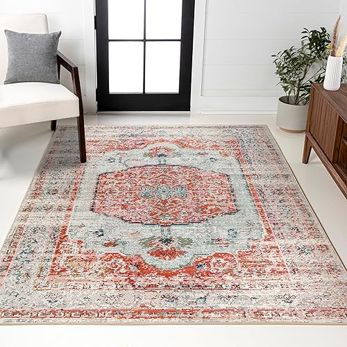 JONATHAN Y CAV102A-3 Andalus Vintage Medallion - Alfombra para interiores, estilo bohemio, fácil de limpiar, alto tráfico, para dormitorio, cocina,