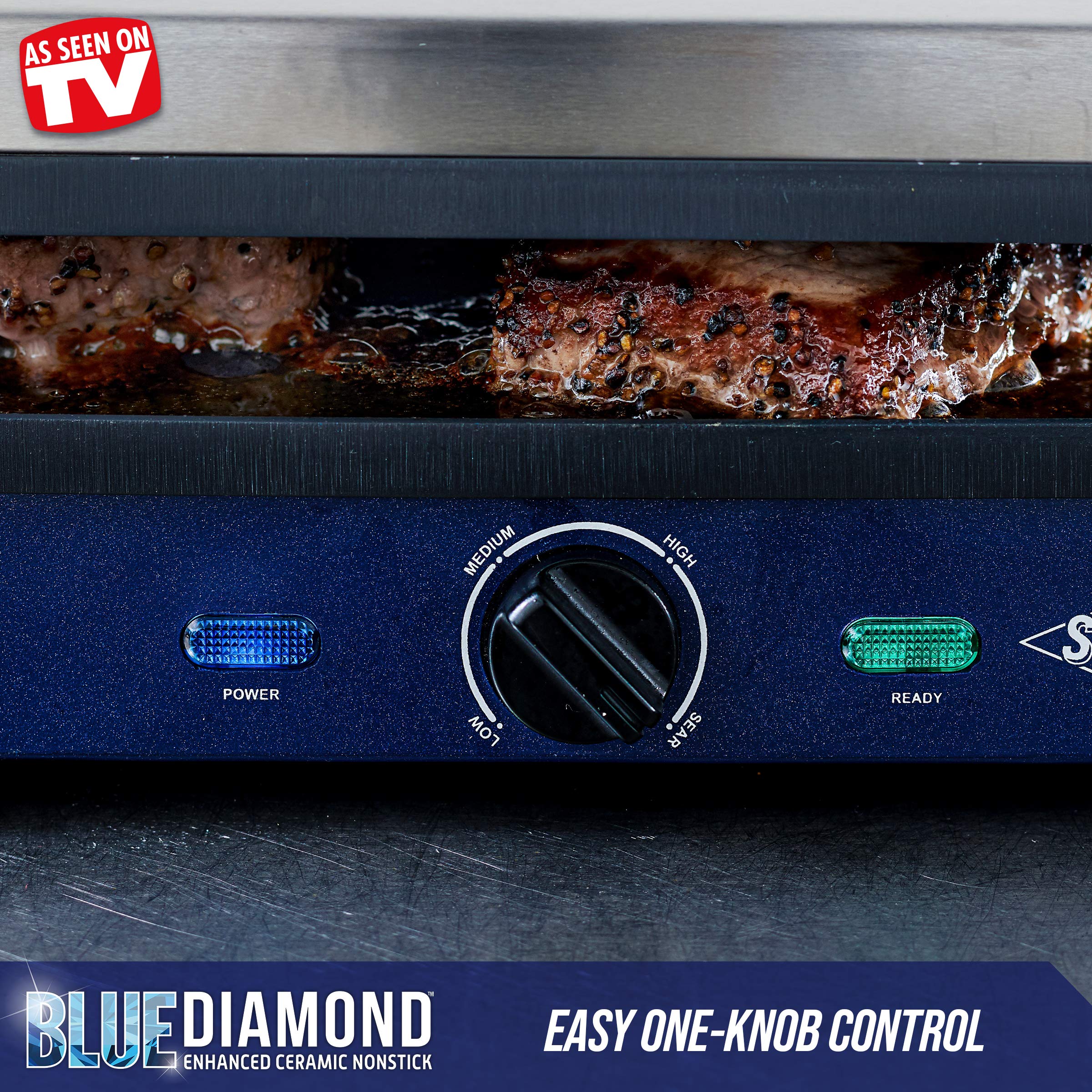 Blue Diamond Ceramic Nonstick, Electric Contact Sizzle Griddle with