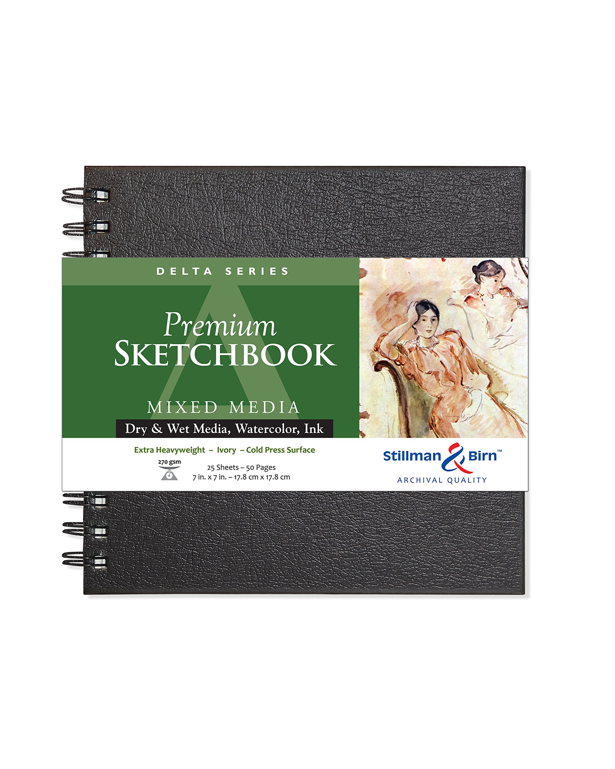 Stillman & Birn : Delta Sketchbook 7 x 7in Wirebound 270gsm - Ivory Cold Press/Rgh