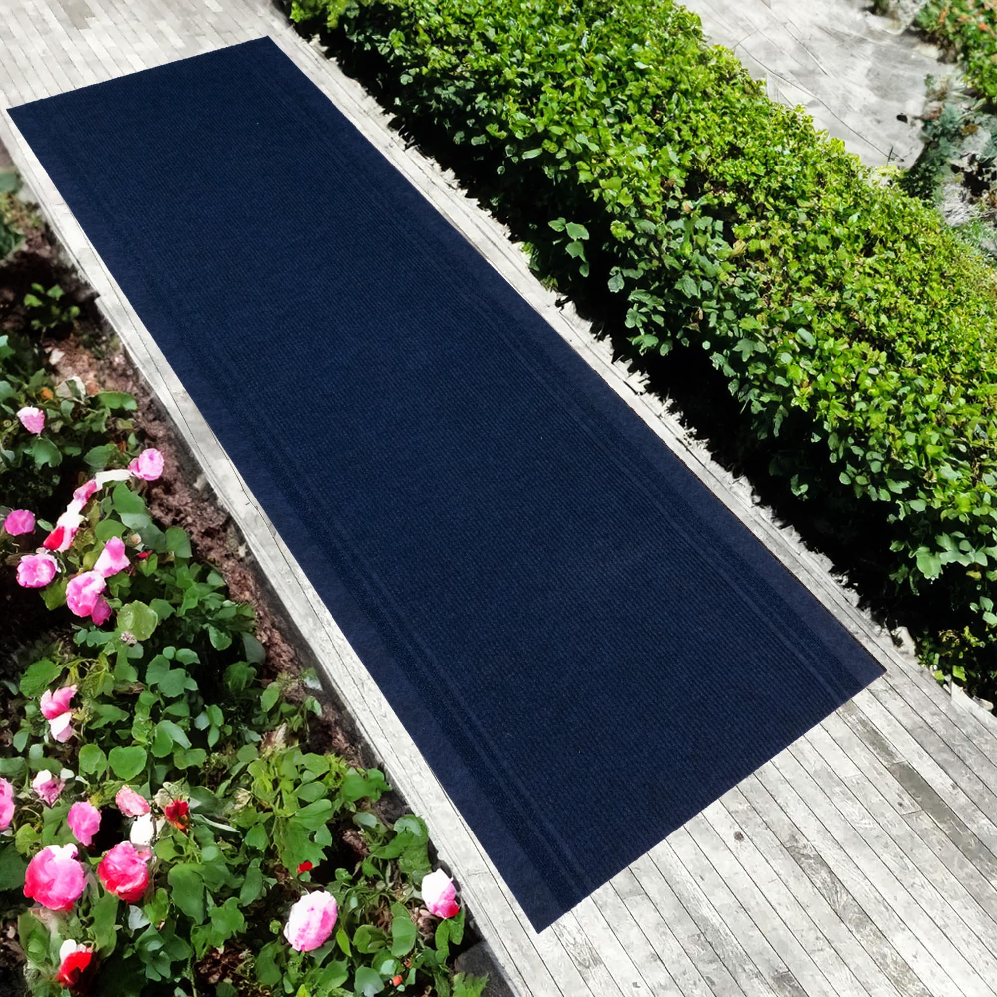 English Home Custom Size Anti Slip Striped Design Light Weight Durable TPR Backing Thin Pile Runner Rug (36" x 8')