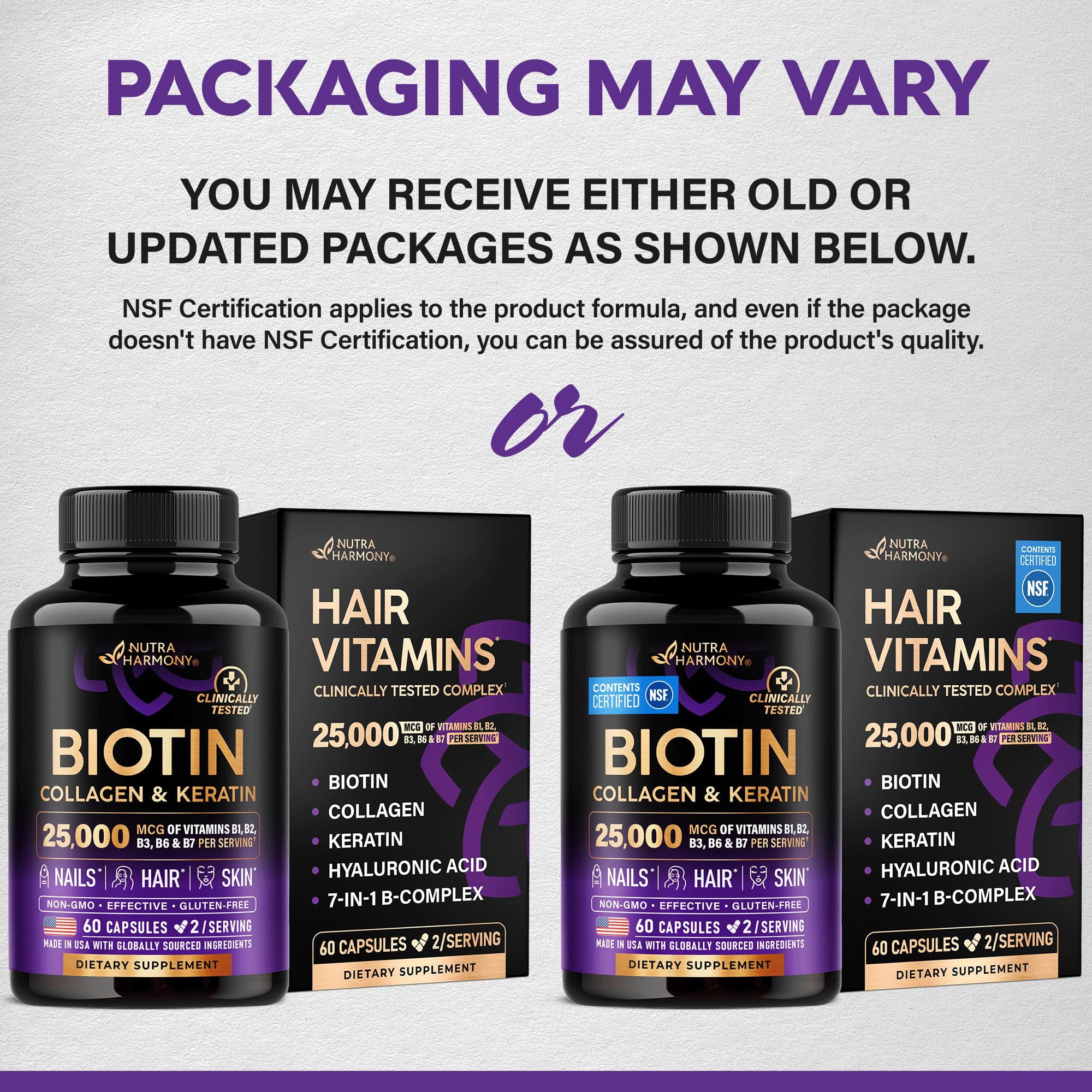 Biotin, Collagen & Keratin + Full B-Complex - Hair Growth Support - 60 Caps — Amazon image 5