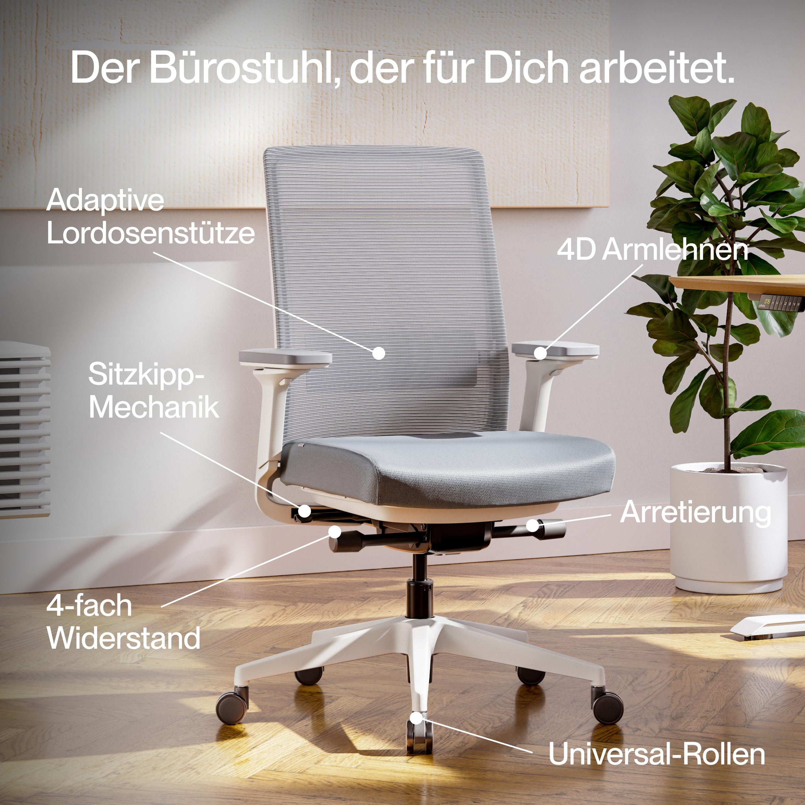 Active Bürostuhl Mattschwarz TESTSIEGER | Ergonomischer Schreibtischstuhl mit Sitzkippfunktion & adaptiver Lordosenstütze | Vollständig anpassbarer Office Chair für top Sitzposition | Drehstuhl