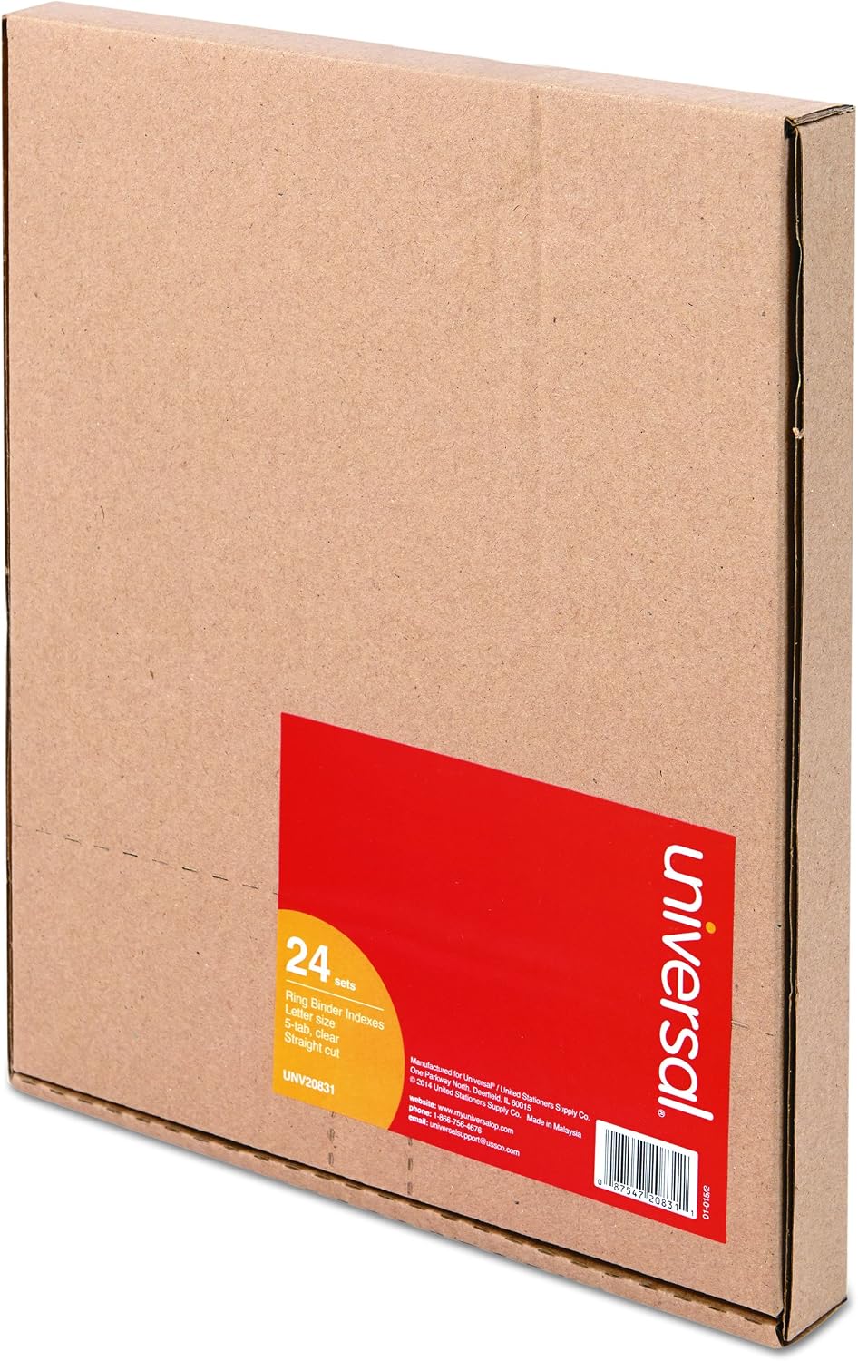 Universal Clear Binder Index Dividers, 5 Tabs, Pack of 24