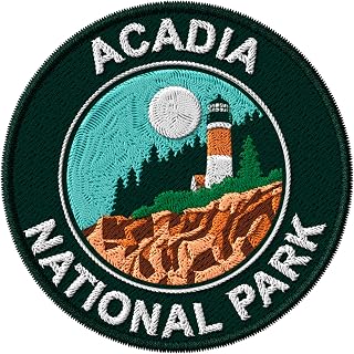 Acadia National Park Maine Patch for Clothes Lighthouse Coastline Ocean Hiking – Embroidered Iron on Patch for Backpack Jacket - Fabric Patches for Clothes Souvenirs & Gifts for Travelers ID45095