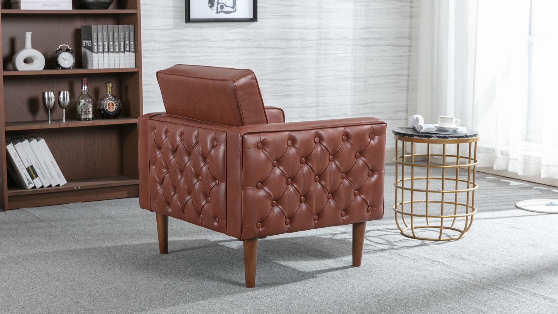 Sillón tapizado tufted azul moderno miniatura 7