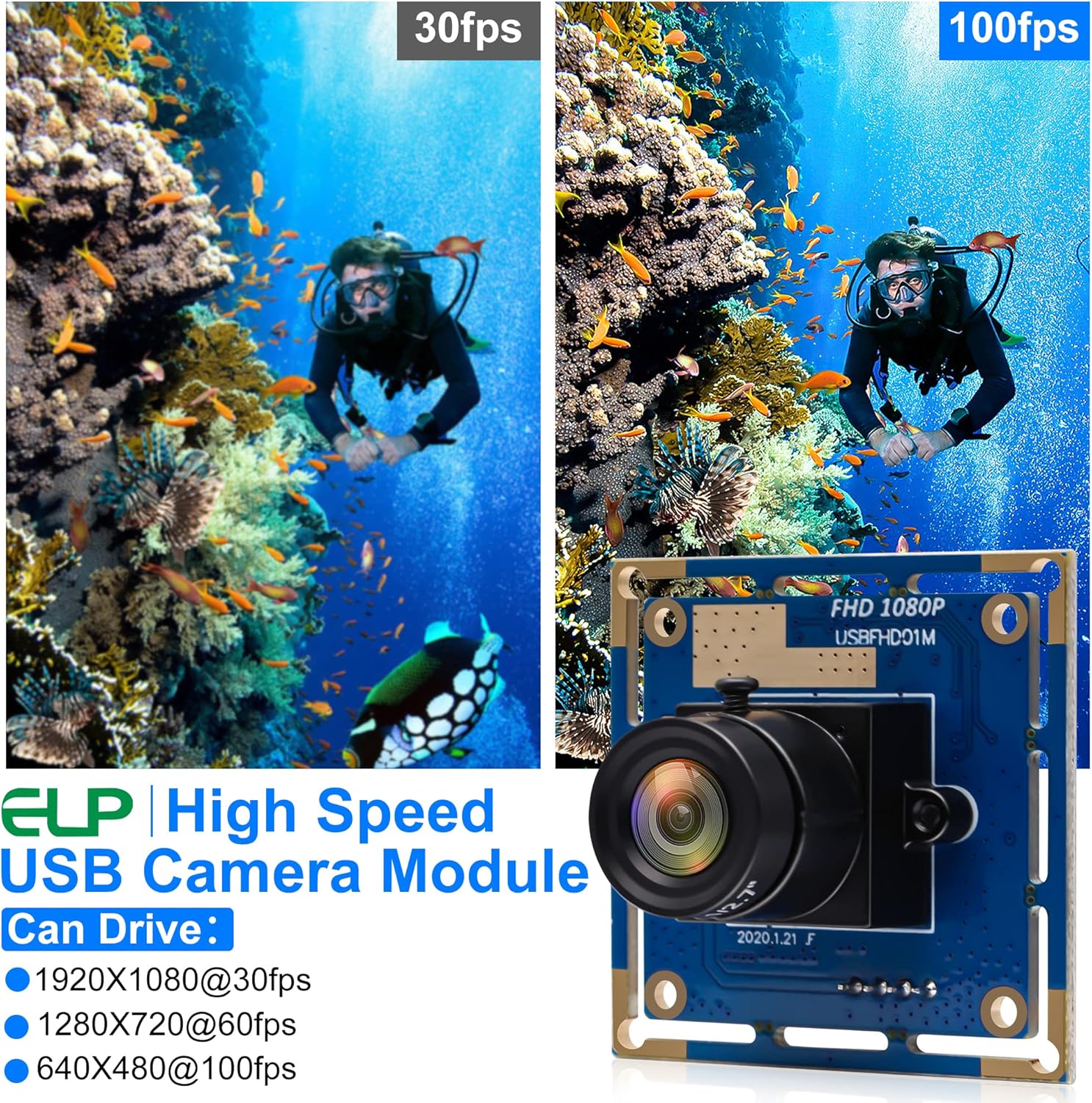 ELP 1080P USB Security Camera Module High Speed 2megapixel HD Free Driver USB with Camera Wide Angle PC Camera Raspberry Pi Developing Board Mini UVC USB2.0 Industrial Video Webcam Board for Computer