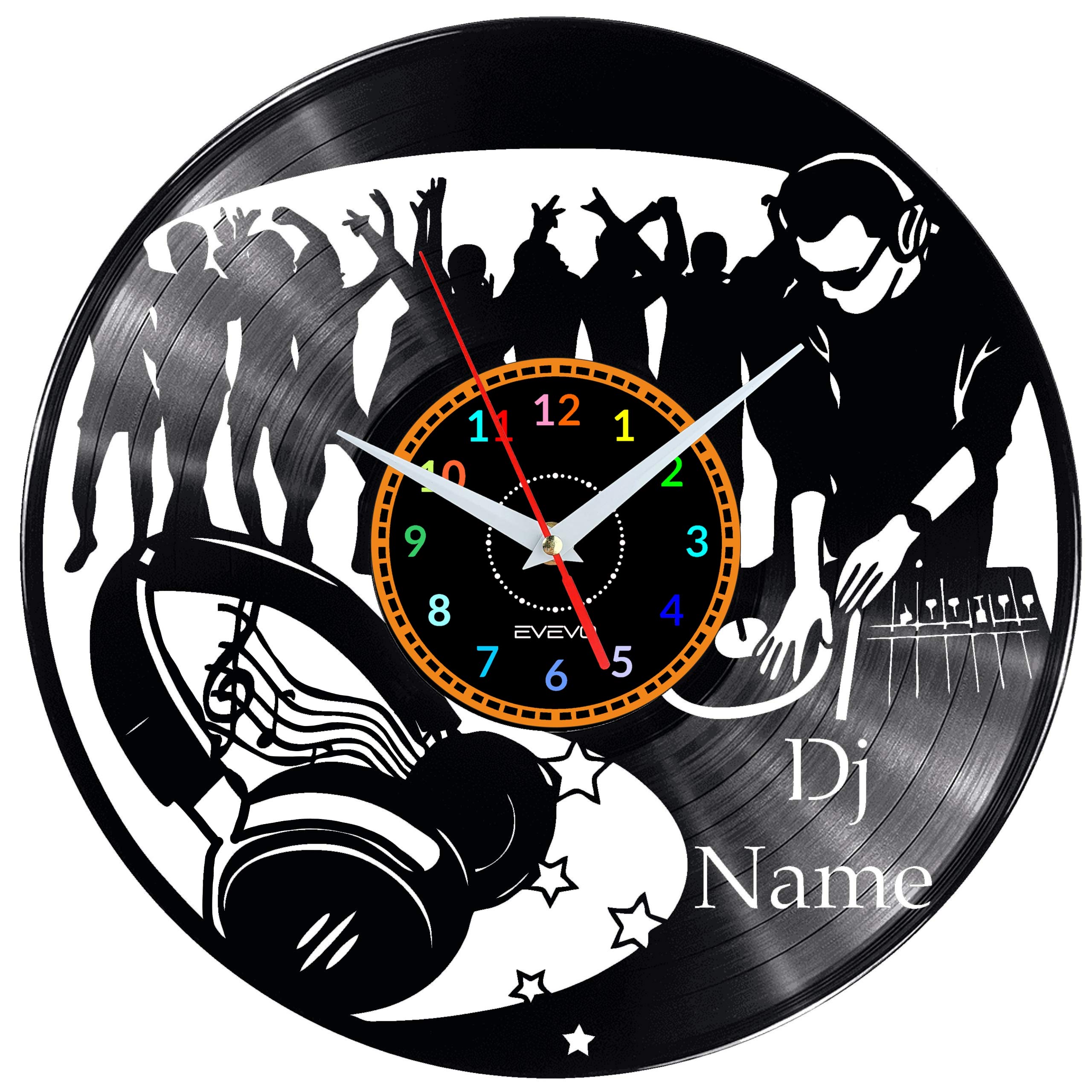 Cadeau Pour Les DJ Musiciens Horloge Murale Moderne en Plaque Vinyle W1743
