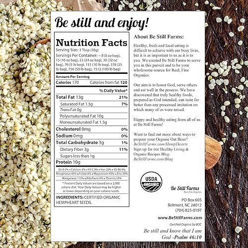 Miniatura 2 de Be Still Farms - Semillas de cáñamo orgánicas a granel de 2.8 libras, semillas de cáñamo sin cáscara cruda por Be Still Farms - USDA Organic