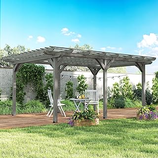 Outsunny 12' x 16' Outdoor Pergola, Wood Gazebo Grape Trellis with Stabl...