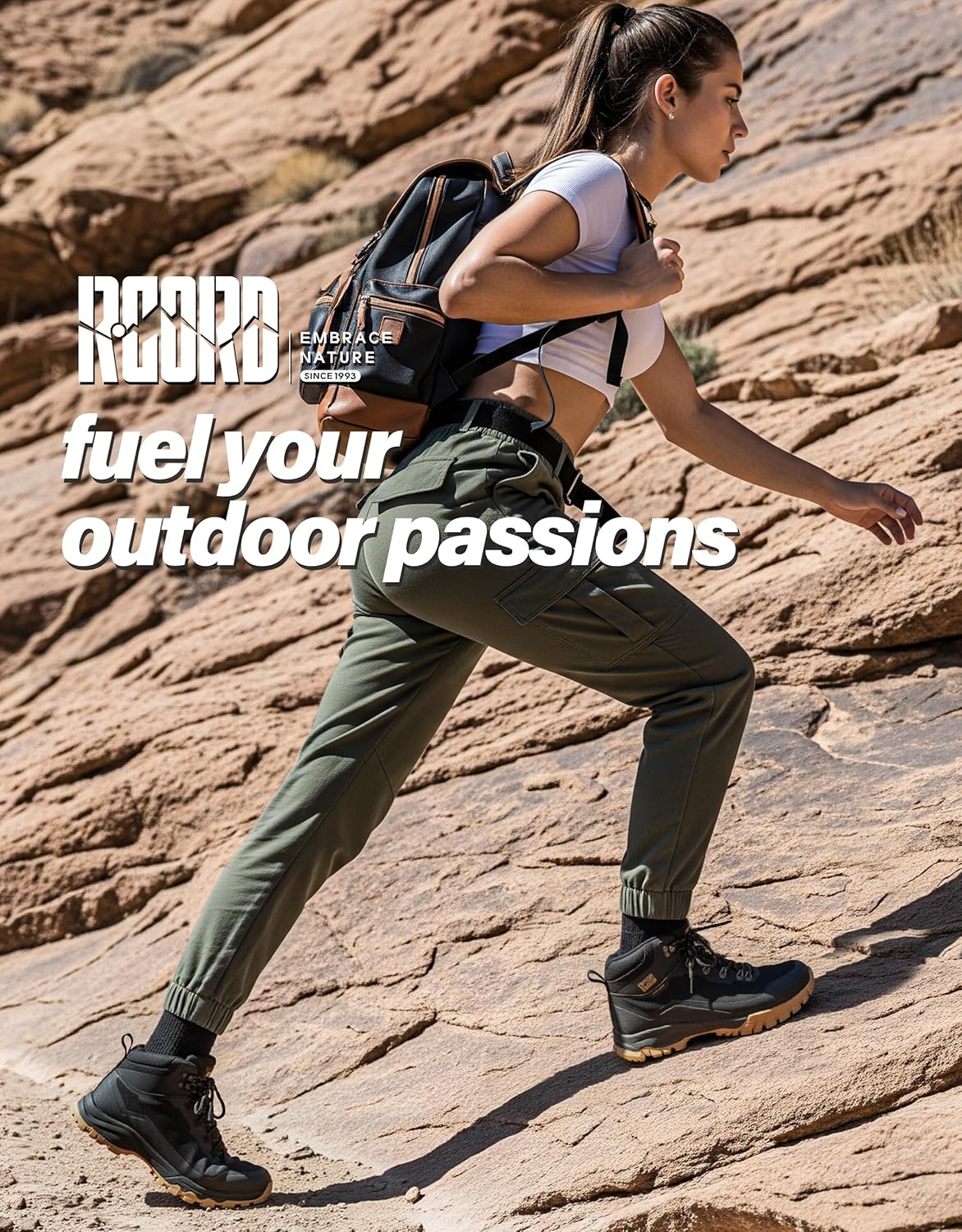 R CORD Hiking Boots Women Waterproof Non-Slip Breathable Womens Hiking Boots Supportive Trekking Shoes with Ankle Protection for Rough Terrain