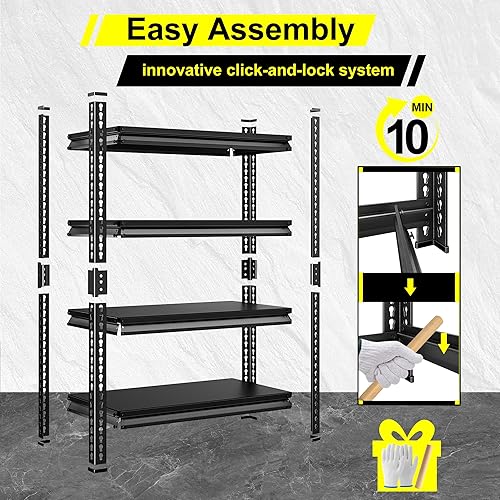 Miniatura 6 de Estantes de garaje utilitarios resistentes  48 pulgadas de ancho, 2,000 libras de acero de metal industrial, estantes de almacenamiento industrial,