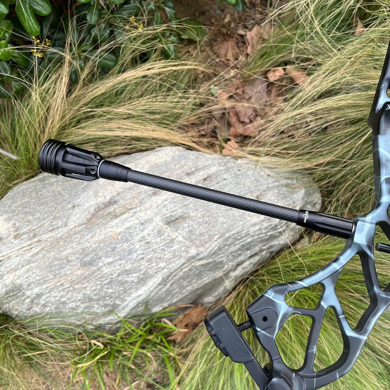Archery Bow Stabilizer for Compound Bow 6" 8" 10" 12" Balance Bar Rod 3K Carbon Fiber Body Rubber Damping System and Weights