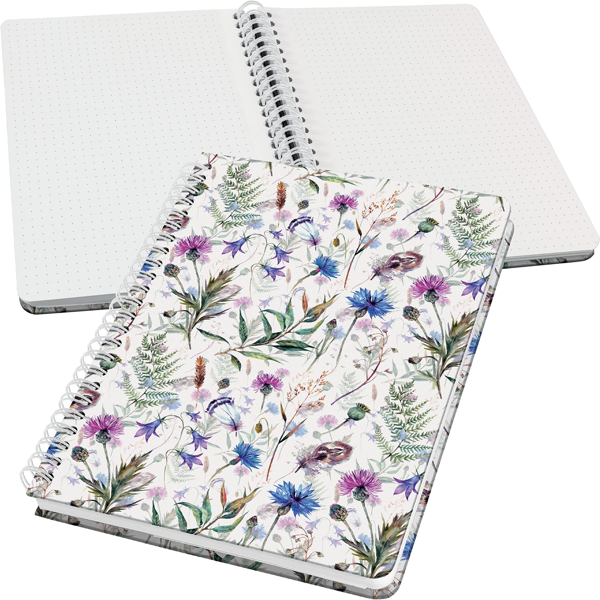 SIGEL JN618 Jolie Spiral notebook, Misty Meadows, dotted (dot grid), 100 gsm, 16,2 x 21,5 cm, hardcover, 120 pages, violet, Blue, Green