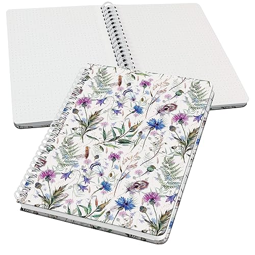 SIGEL JN618 Jolie Libreta de espiral, Misty Meadows, cuadriculado con puntos (impresión Dot), 100 g/m², 16,2 x 21,5 cm, tapa dura, 120 páginas, violett, azul, verde