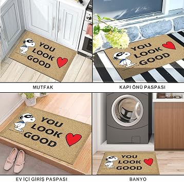 Monnhein Tasarımlı Dekoratif Kapı önü Paspas, Dış Mekan/Ev İçi/Banyo/Mutfak/Yatak Odası/Giriş Paspasları (You Look Good, 45X70)