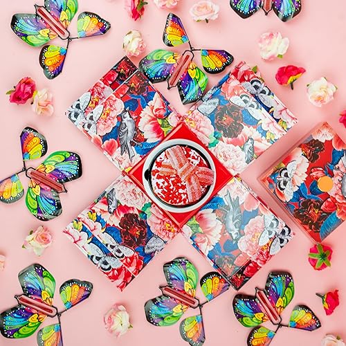 Miniatura 8 de SendaCake - Caja de regalo de explosión sorpresa de mariposa voladora para mamá y deliciosa fiesta de flores y deliciosos mini pasteles de 3