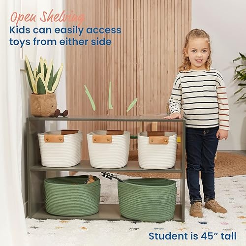 Miniatura 5 de ECR4Kids Streamline Gabinete de almacenamiento con 2 estantes, 24 pulgadas de alto, doble cara, gris lavado