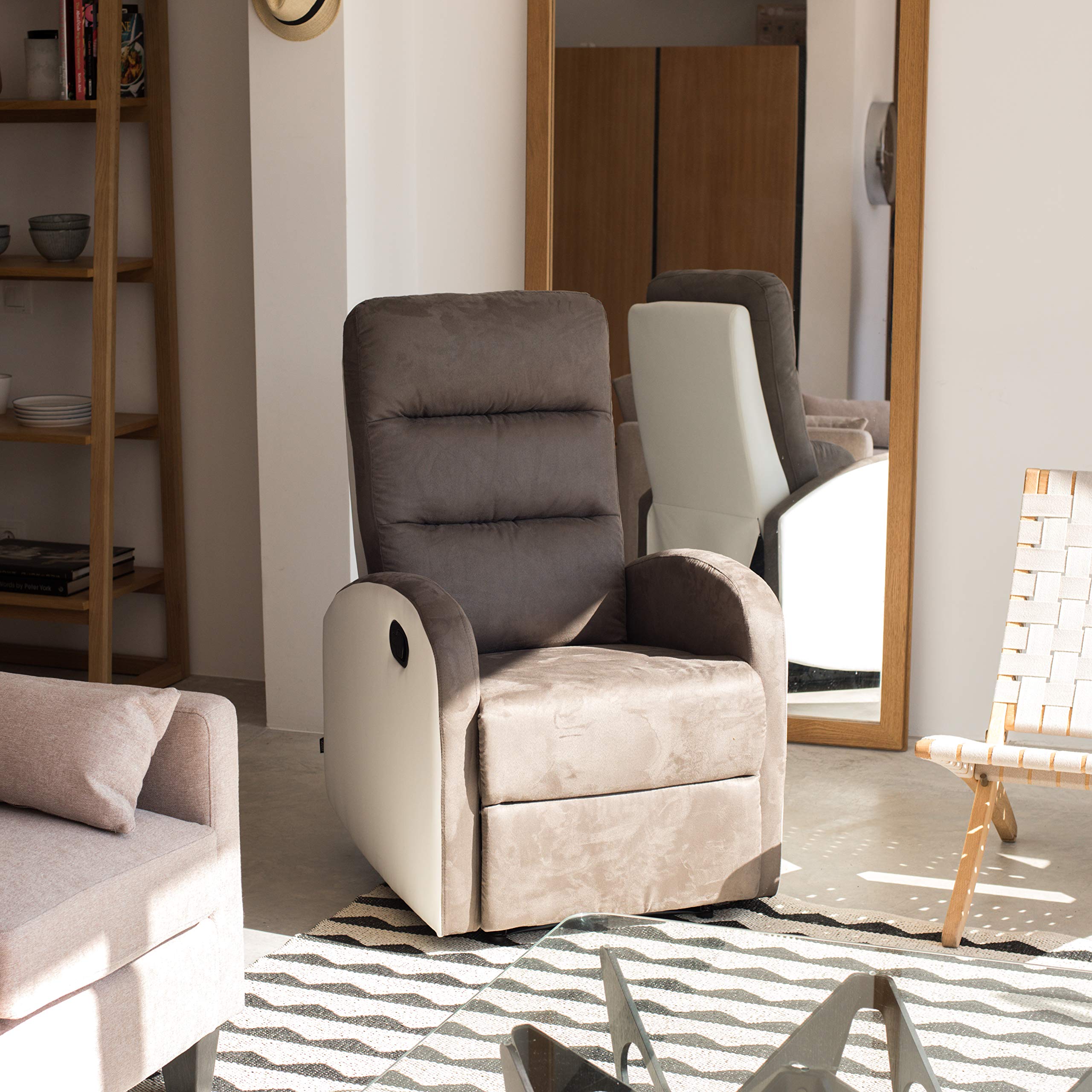 Astan Hogar Sillón Relax con Reclinación Manual, Tapizado en PU Anti-Cuarteo y Microfibra, Modelo Ludwig AH-AR30400BA