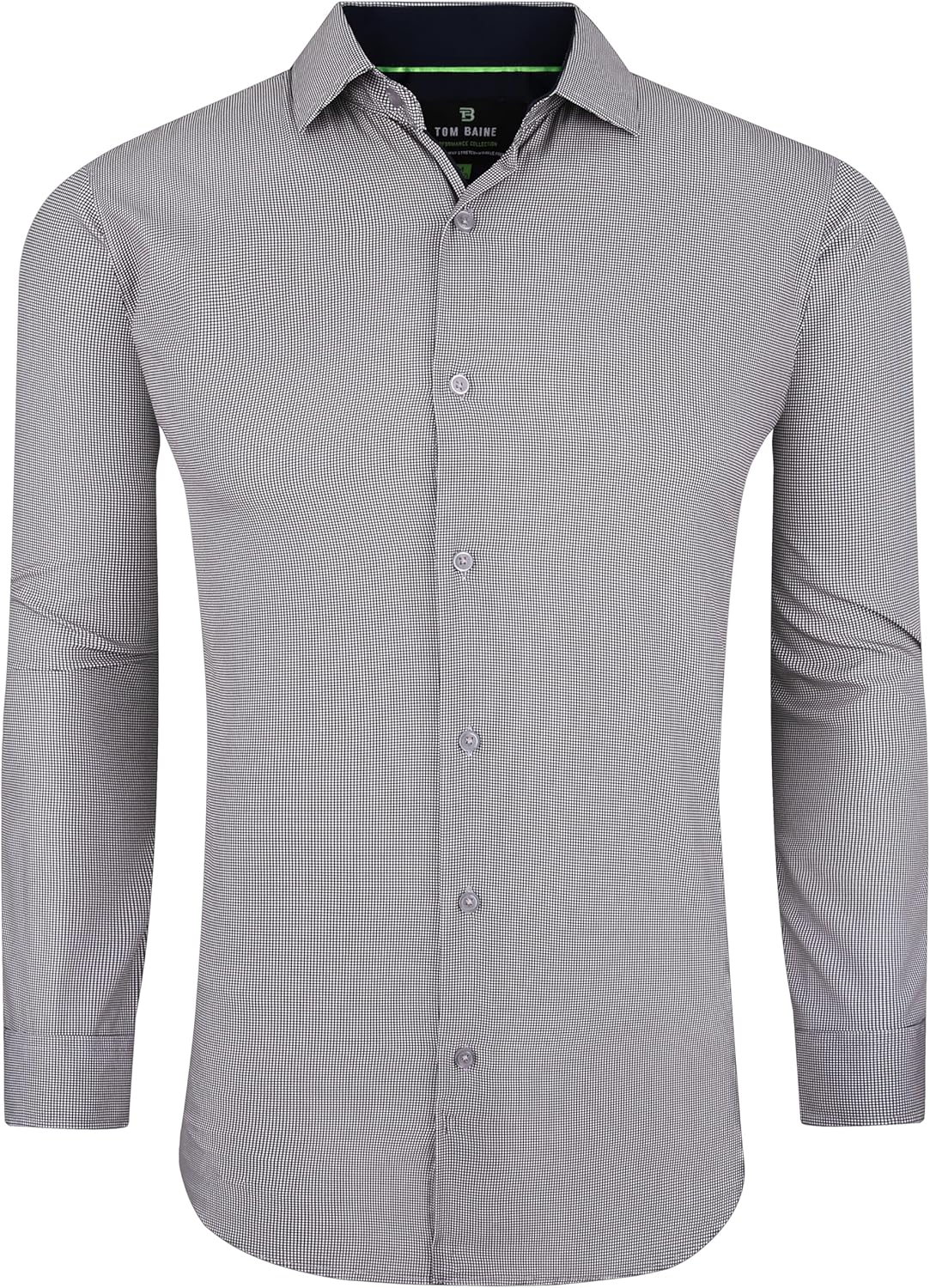 Tom Baine Slim Fit Performance Long Sleeve Mini Plaid Casual Button Down Shirt
