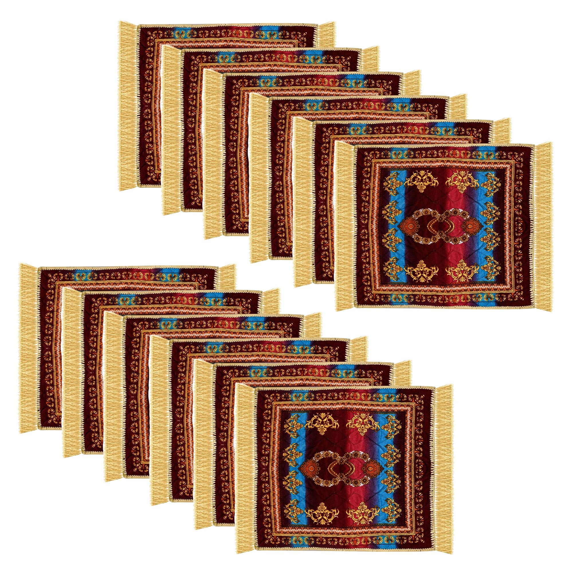 Kuber Industries Pack of 12 Velvet Square Prayer Mat | Multicolor | 62x62 cm-picture-31