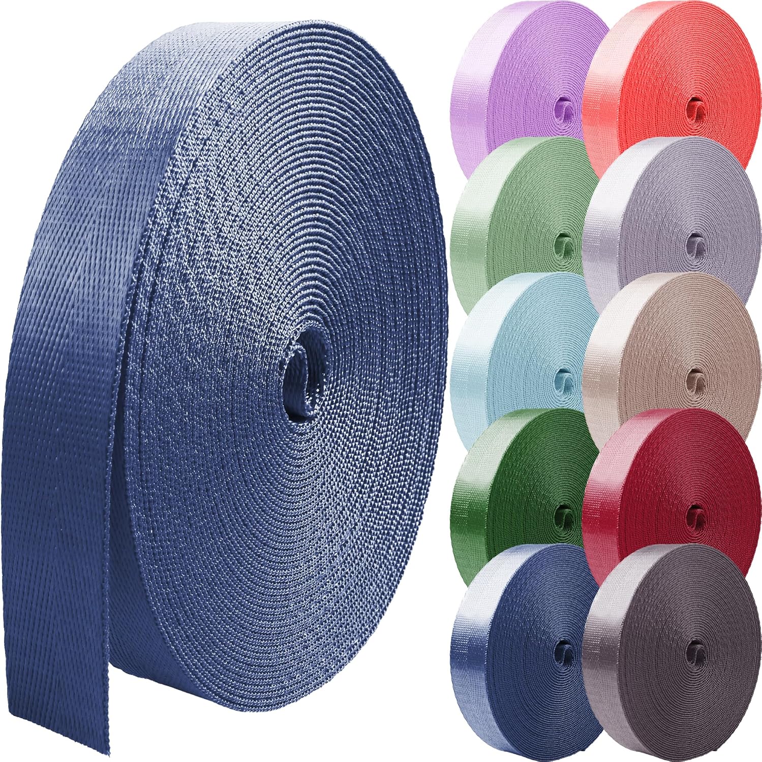 Nylon Webbing 1 inch 1.5 inch 2 inch Nylon Strap Backpack Straps Belt, 10 25 50 3.3 Yards Webbing