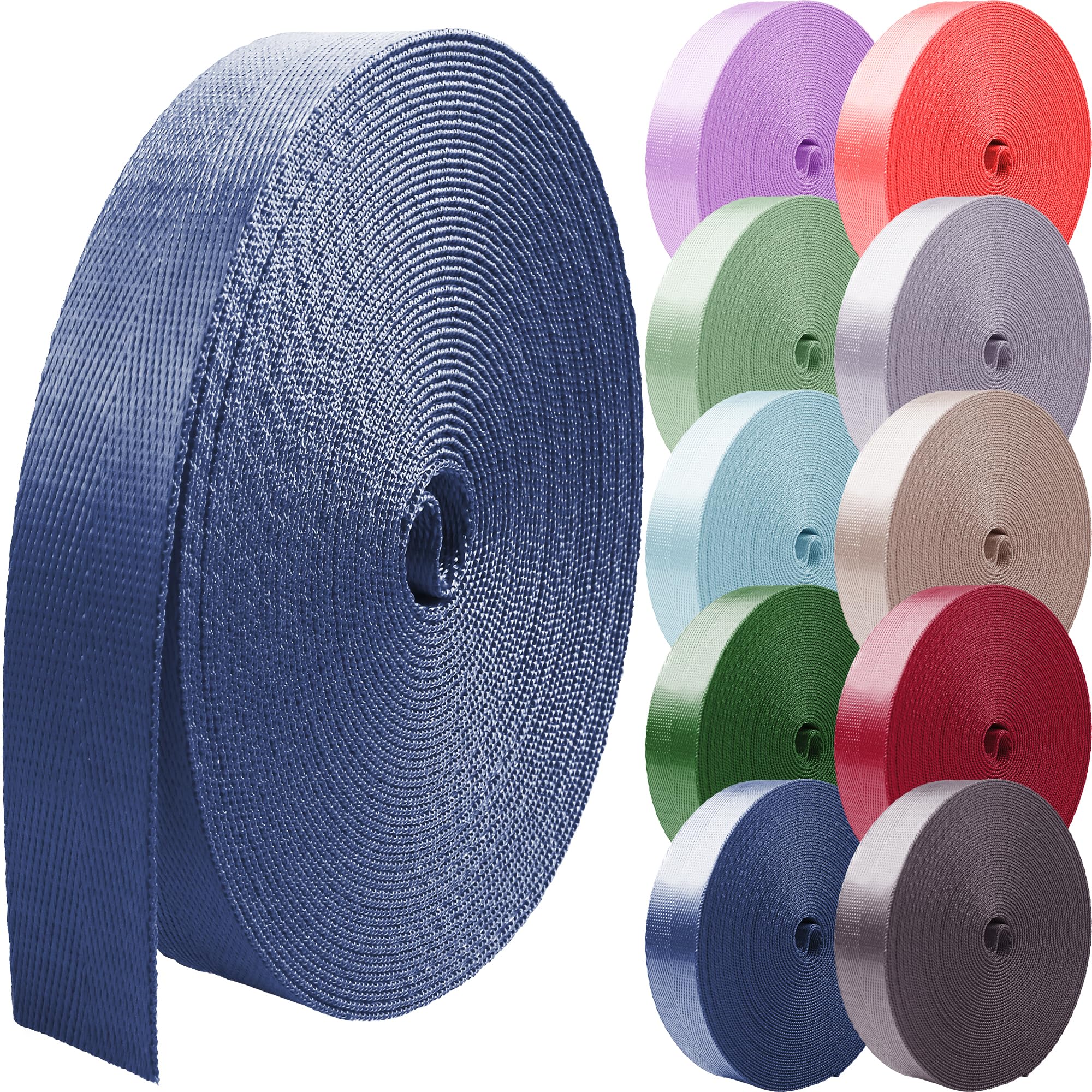 Nylon Webbing 1 inch 1.5 inch 2 inch Nylon Strap Backpack Straps Belt, 10 25 50 3.3 Yards Webbing