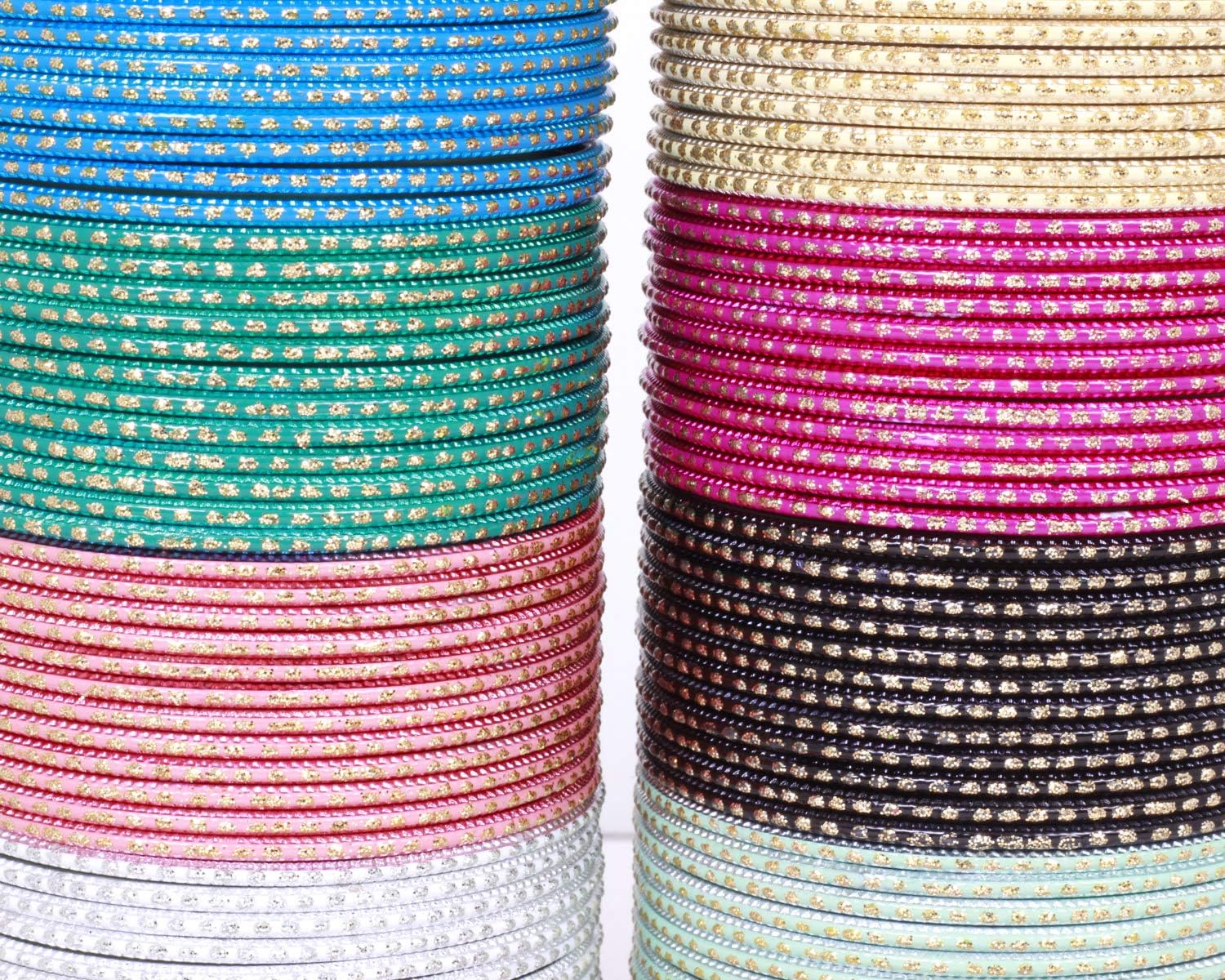 Sukh Collection Jewellery Indian Wedding Multi Color Bangle Set Traditional 144 Pcs Alloy Metal Bracelets Partywear Fashionable Costume Bangle Box Jewelry