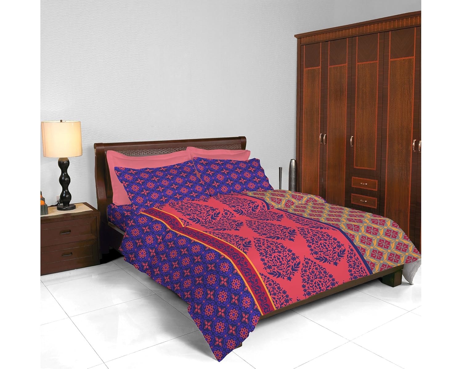 Buy Bombay Dyeing Coral Vine (AW14) Bubble Gum Double Bed Sheet Online at Low Prices in India