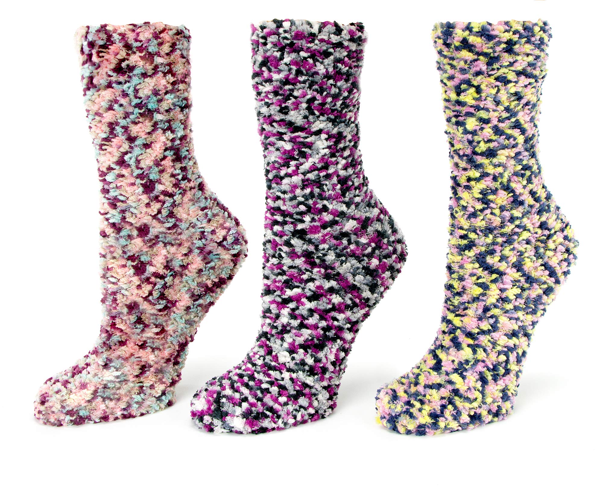 Red BeneWomen's Multi-Bobble Fuzzy Socks, Optional Gift Box, Combo 12 - 3 Pairs, One size