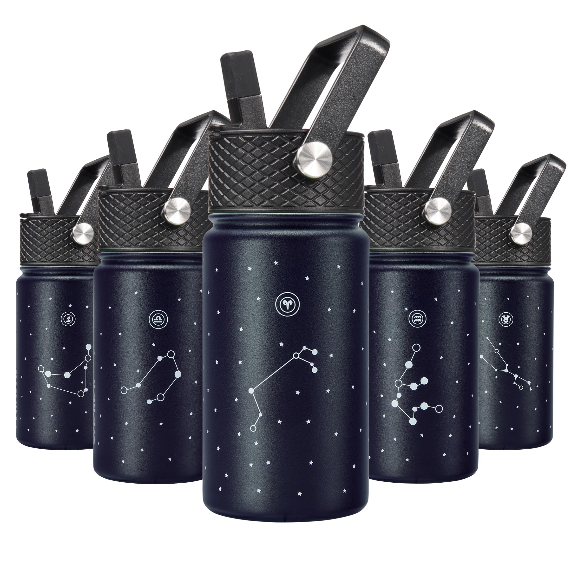 BJPKPK Insulated Water Bottle, 15oz Stainless Steel with Straw Lid