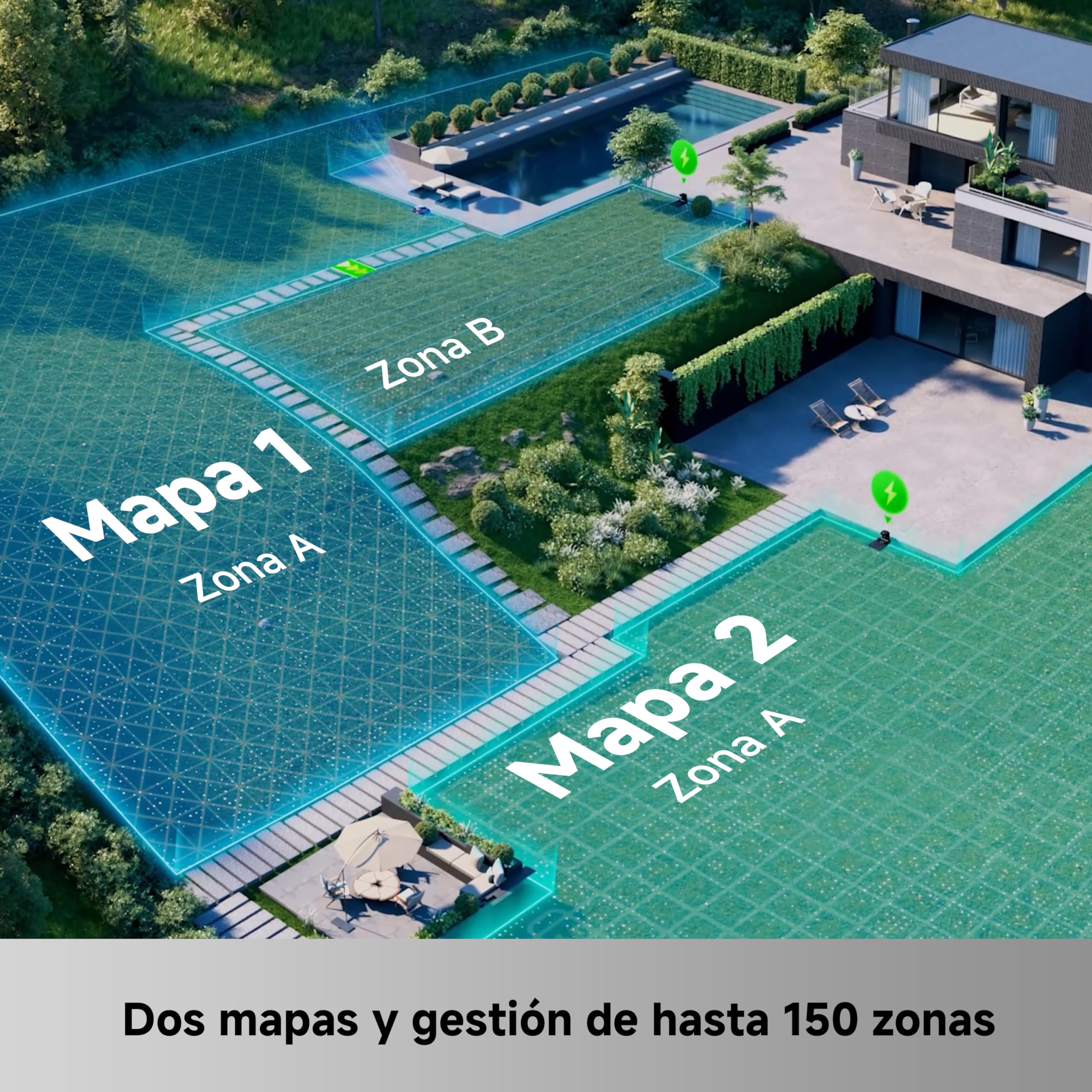 MOVA LiDAX Ultra 2000 AWD, Robot cortacésped, sin RTK, mapeo automático asistido por IA, LiDAR 3D de 360° y visión Dual con IA, AWD a 36 V para cuestas del 80%, 2 Discos (6 Cuchillas Cada uno)