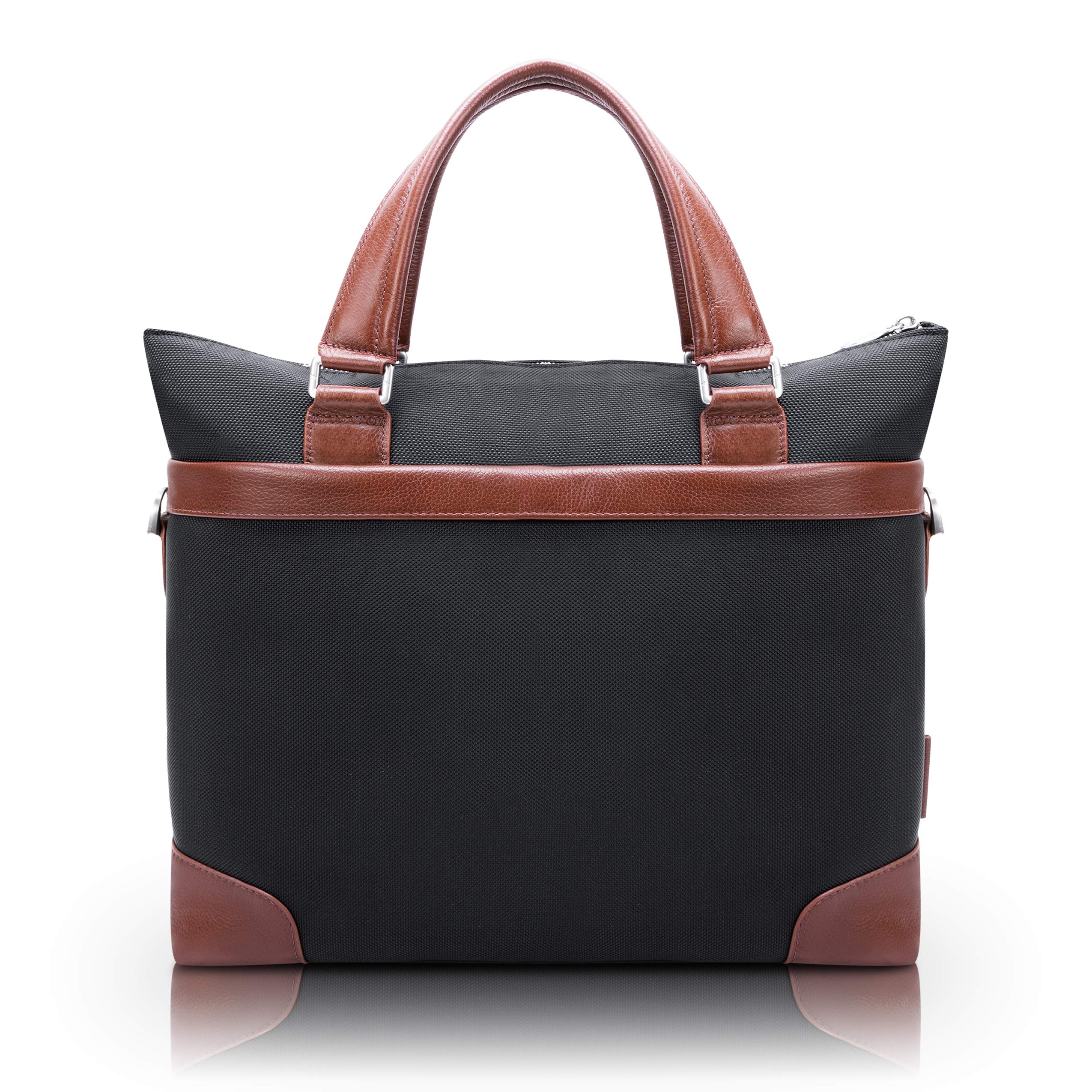 McKleinEASTWARD, 1680D Ballistic Nylon with Leather Trim, 15" Nylon, Two-Tone, Laptop & Tablet Briefcase, Black (78395)