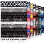 Authentic Extra Large Mexican Blanket - 70x50 Handwoven Yoga, Serape, Artisanal Falsa, Beach, Camping, Picnic, Outdoor Blanket (Brown)