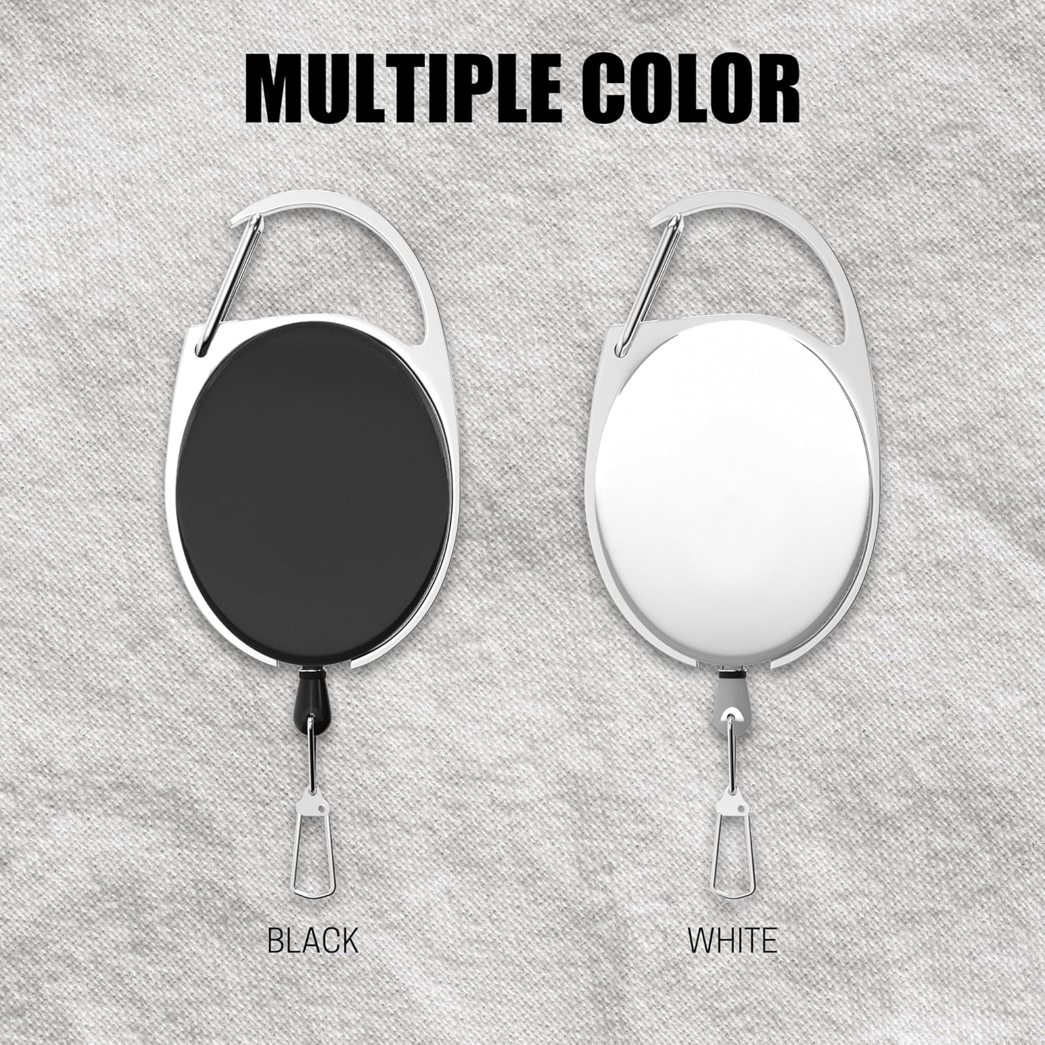Custom Retractable Badge Reels 10-700pcs Bulk, Double-Sided UV Printed Logo ID Holder with Metal Clip & Carabiner, Personalized Badge Reels for Corporate Gifts, Events, Personal Keepsakes (White)