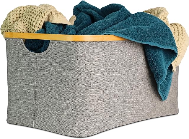 Gadgy Laundry Basket Small | Ironing Basket | Linen Basket | Folding Washing Basket 45 L. | Linen Baskets | Clothes Hamper | Laundry Basket Grey | Collapse Laundry Basket
