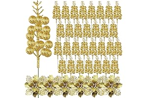 36-Pack Christmas Glitter Berries Stems