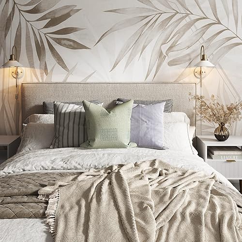 Miniatura 2 de Nathan James Reta - Lámpara de pared, lámpara de 1 luz, lámpara de enchufe con pantalla blanca e interruptor de encendidoapagado para sala de estar,