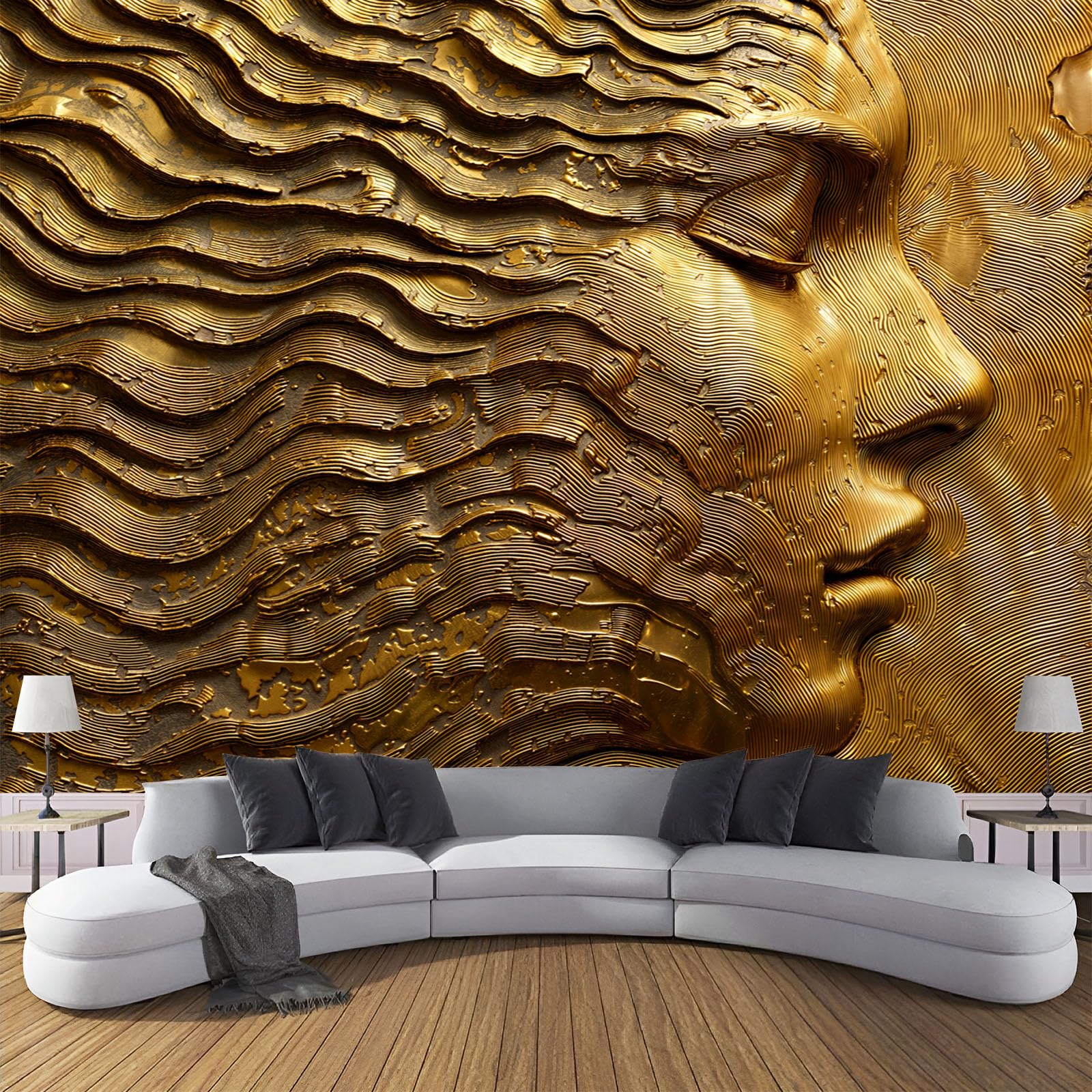Papier peint panoramique 3D intissé or 200X140cm décoration murale chambre salon