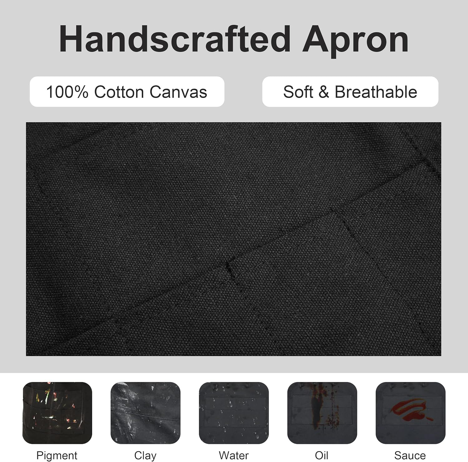 MyLifeUNIT Artist Apron, Adjustable Painting Apron with 10 Pockets for Arts and Craft, Black Canvas Pottery Apron for Women Men (Shoulder Straps Apron) - Image 6