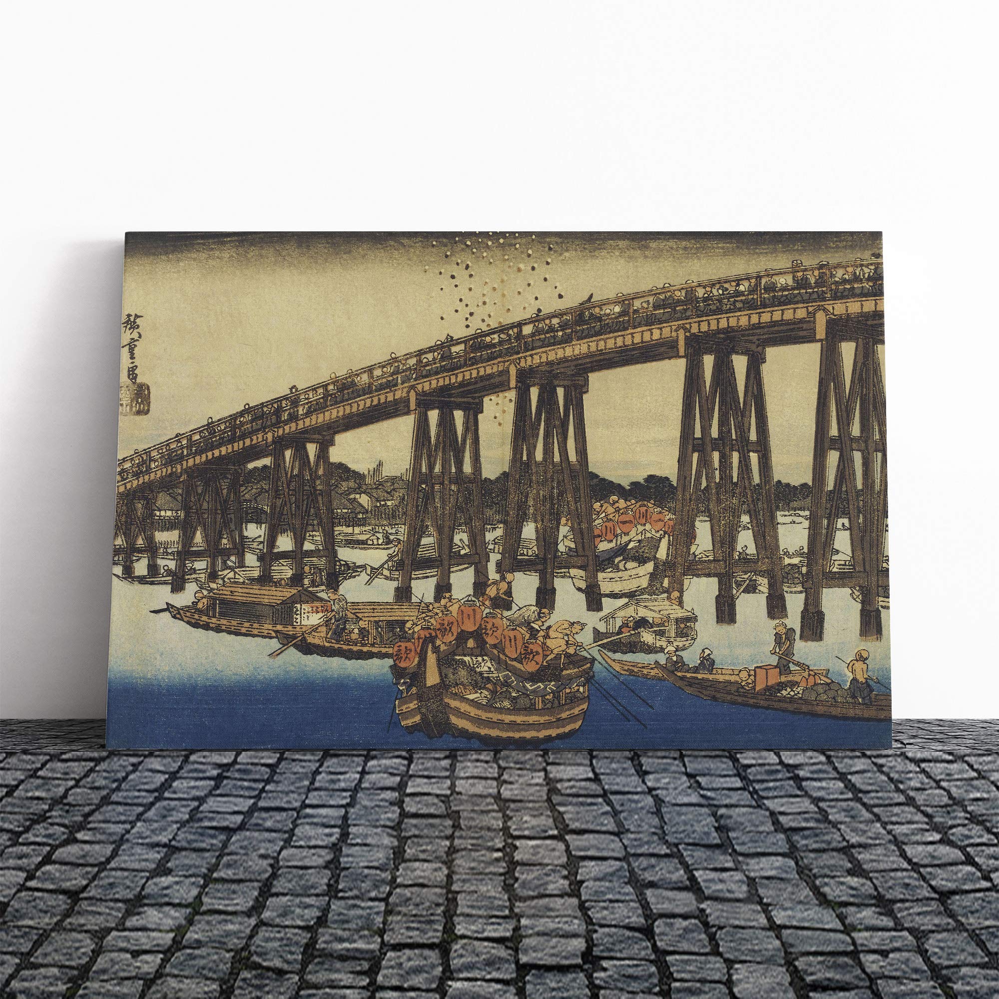 Hiroshige Japanese Oriental (29) Canvas Print | Gallery Wrapped 30mm Frame Wall Art | 30x20 inches | Ready to Hang | Asian Picture | Living Room Bedroom Lounge Office
