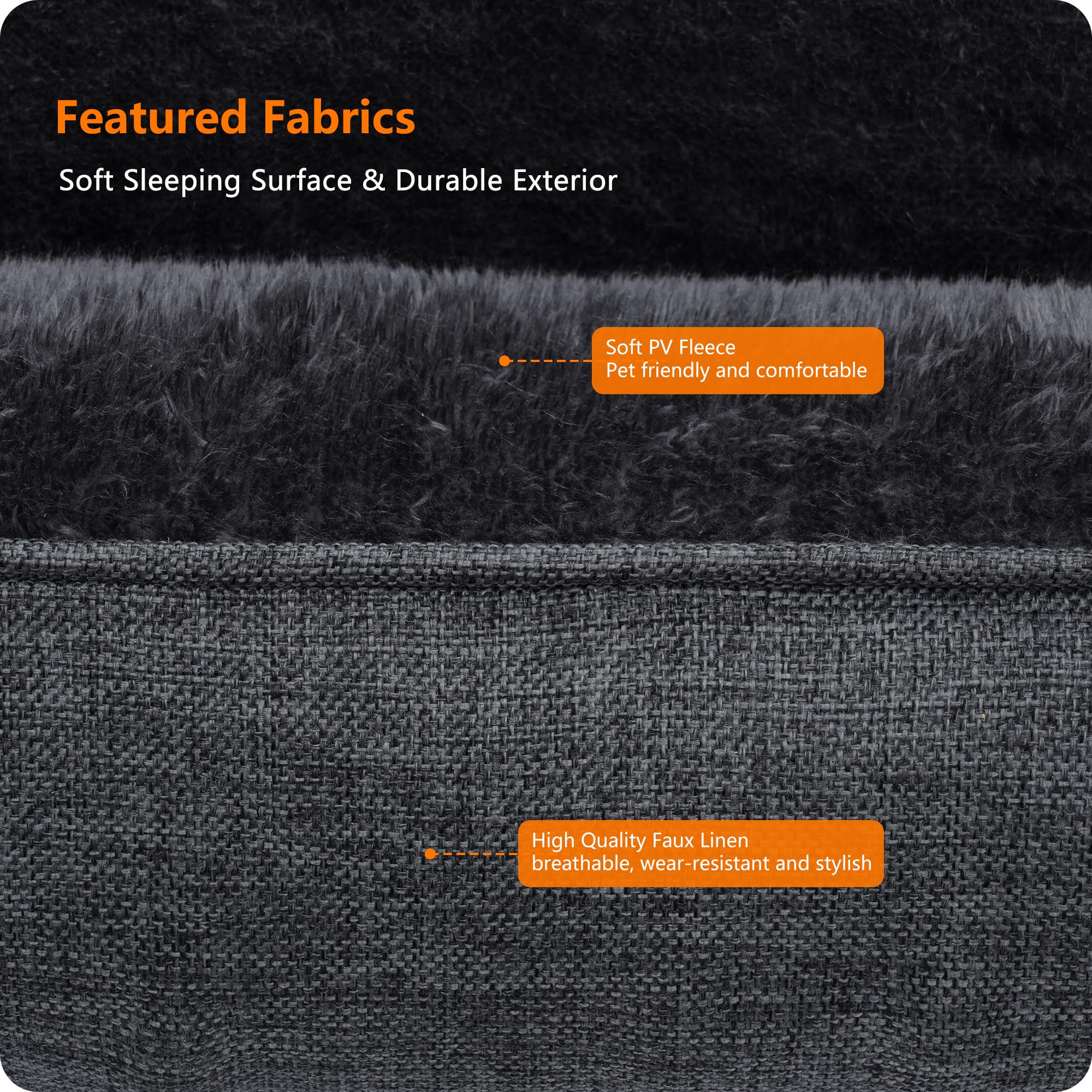 HMTOPE Cama para perros XXL, extraíble, lavable, 120 x 90 cm, gris oscuro | Sofá antiansioso para perros, suave y transpirable, cesta para perros, parte inferior antideslizante