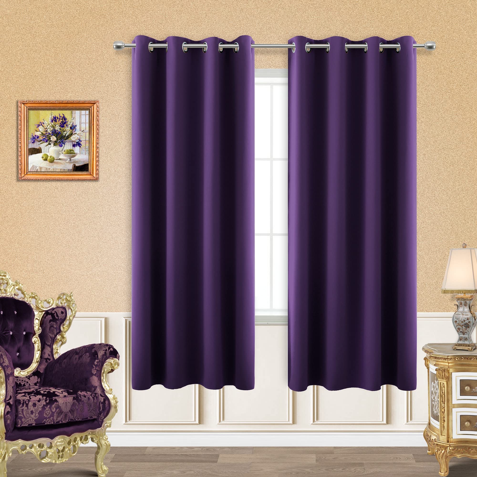purple curtains