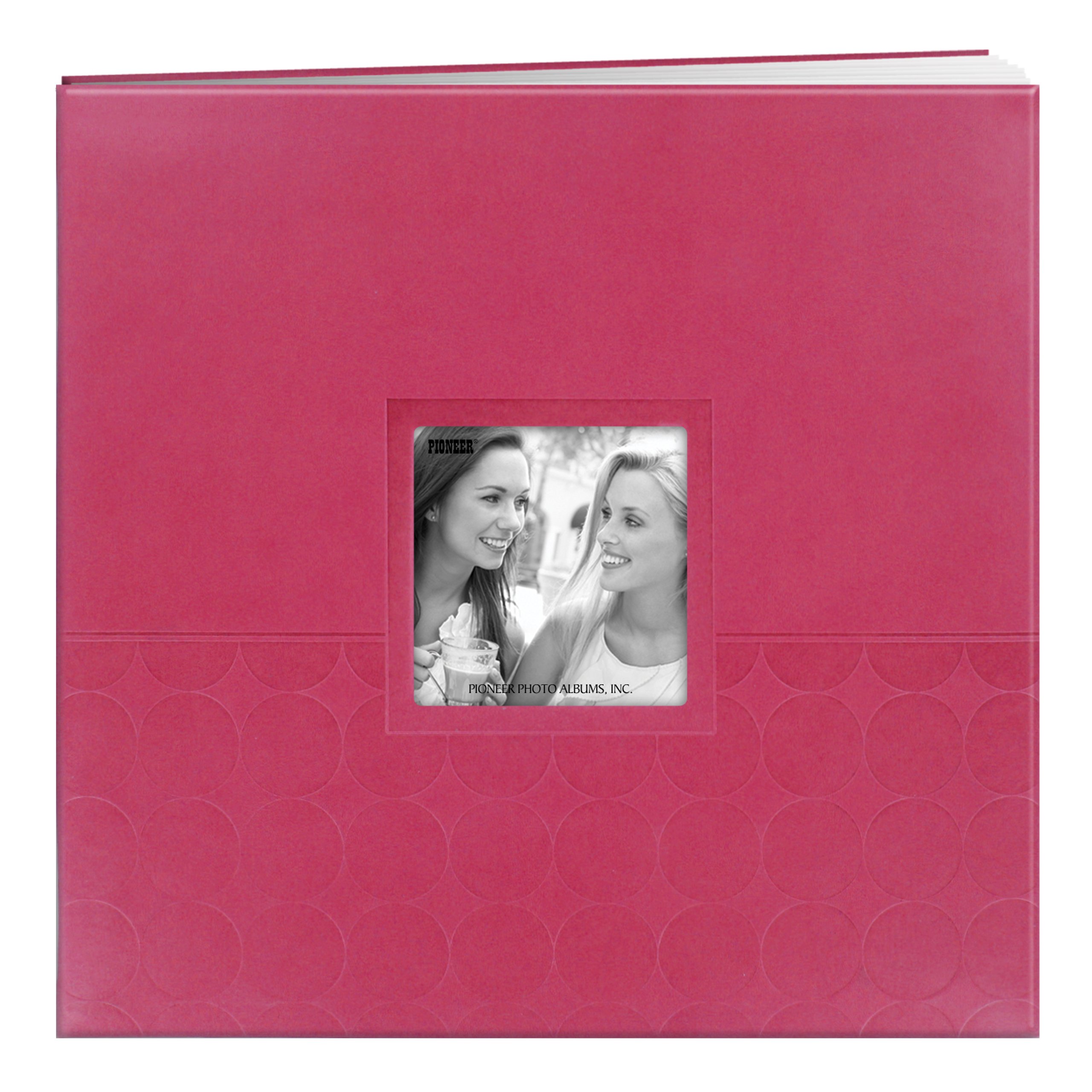 Pioneer Embossed Post Bound Scrapbook Album 12"X12"-Pink Circles