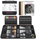 HIFORNY 126 PCS Drawing Kit Sketching Pencil Set,Sketch Pencils Art Supplies with 3-Color Sketchbook,Graphite,Charcoal,Blending and Drawing Tools,Drawing Pencils for Adults Artists in Zipper Case